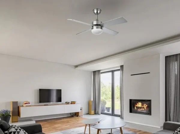 Ventilador de techo Abrila Sofia níquel plata haya con luz 107 cm