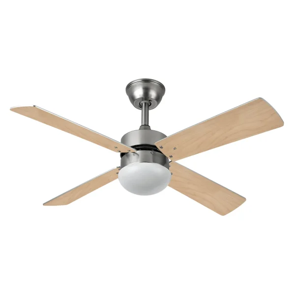 Ventilador de techo Abrila Sofia níquel plata haya con luz 107 cm