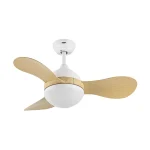 Ventilador de techo Abrila Solido blanco madera luz LED 91 cm