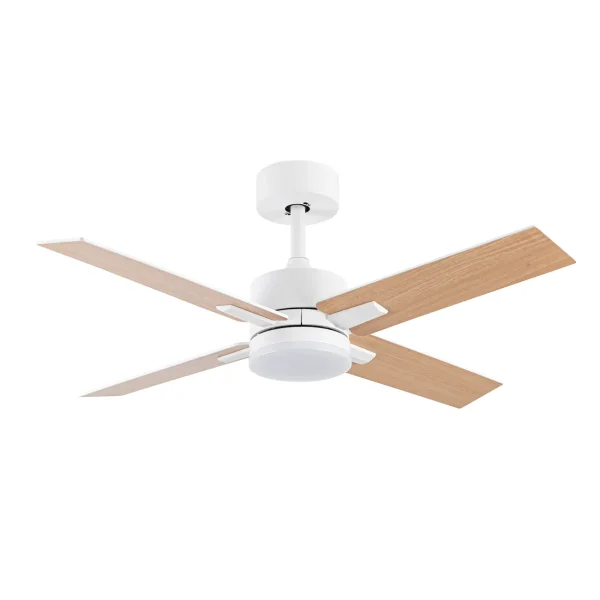 Ventilador de techo Abrila Talco blanco - haya luz LED 106 cm