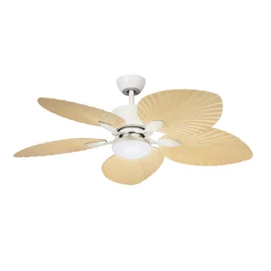 Ventilador de techo Abrila Torcal blanco madera luz LED 130 cm