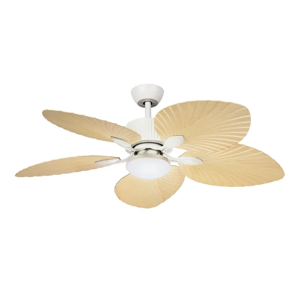 Ventilador de techo Abrila Torcal blanco madera luz LED 130 cm