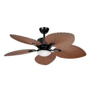 Ventilador de techo Abrila Torcal negro madera luz LED 130 cm