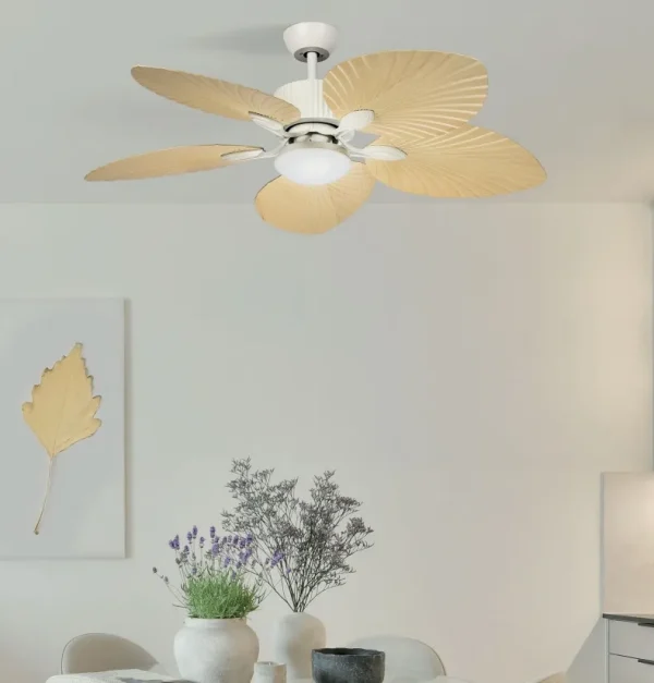 Ventilador de techo Abrila Torcal blanco madera luz LED 130 cm