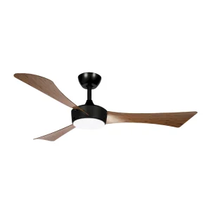Ventilador de techo Abrila Tormos negro roble luz LED 132 cm