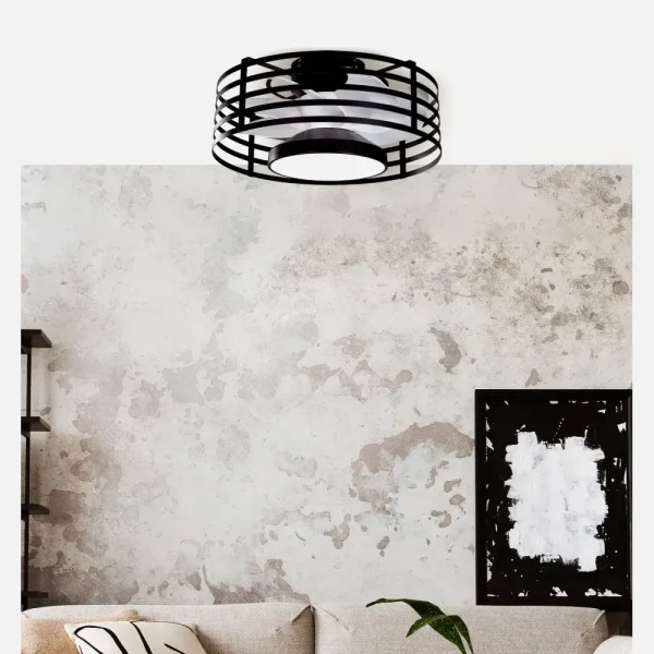 Ventilador de techo Abrila Xaloc negro luz LED 57,8 cm