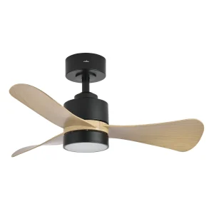Ventilador de techo Abrila Zepelin negro madera luz LED 91 cm