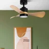 Ventilador de techo Abrila Zepelin negro madera luz LED 91 cm