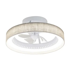 Ventilador de techo Alemar Arco blanco lino tostado luz LED 50 cm