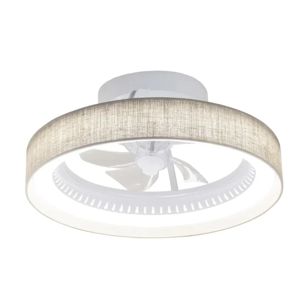 Ventilador de techo Alemar Arco blanco lino tostado luz LED 50 cm
