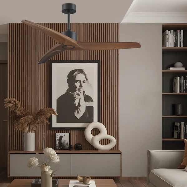 Ventilador de techo Alemar Cancun negro madera oscura sin luz 132 cm