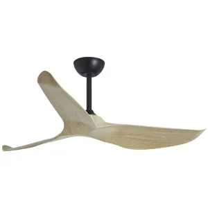 Ventilador de techo Alemar Garden negro madera clara sin luz 132 cm