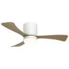 Ventilador de techo Alemar Kent blanco madera clara luz LED 107 cm