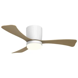 Ventilador de techo Alemar Kent blanco madera clara luz LED 107 cm