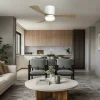 Ventilador de techo Alemar Kent blanco madera clara luz LED 107 cm