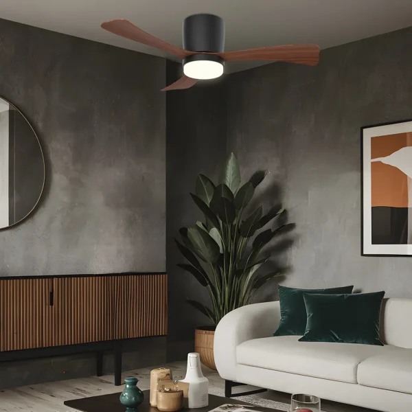 Ventilador de techo Alemar Kent negro madera oscura luz LED 107 cm