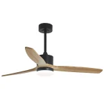 Ventilador de techo Alemar Madeira negro madera clara luz LED 132 cm