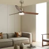 Ventilador de techo Alemar Madeira cuero madera oscura luz LED 132 cm