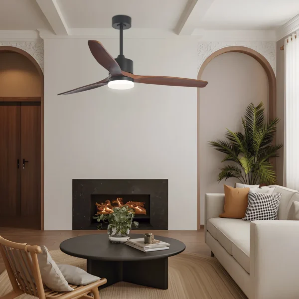 Ventilador de techo Alemar Madeira negro madera oscura luz LED 132 cm