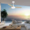 Ventilador de techo Alemar Mahon blanco madera clara luz LED 107 cm
