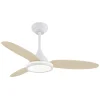 Ventilador de techo Alemar Mahon blanco madera clara luz LED 107 cm