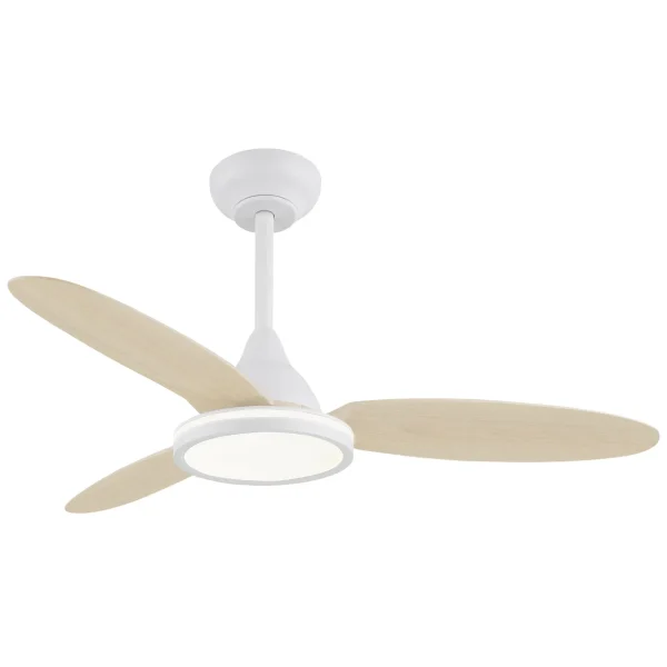 Ventilador de techo Alemar Mahon blanco madera clara luz LED 107 cm
