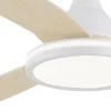 Ventilador de techo Alemar Mahon blanco madera clara luz LED 107 cm