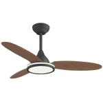 Ventilador de techo Alemar Mahon negro nogal claro luz LED 107 cm