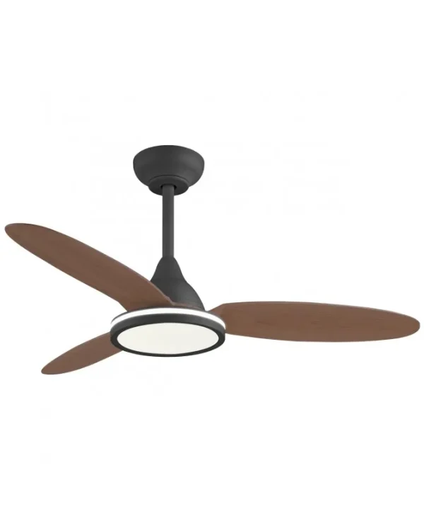 Ventilador de techo Alemar Mahon negro nogal claro luz LED 107 cm