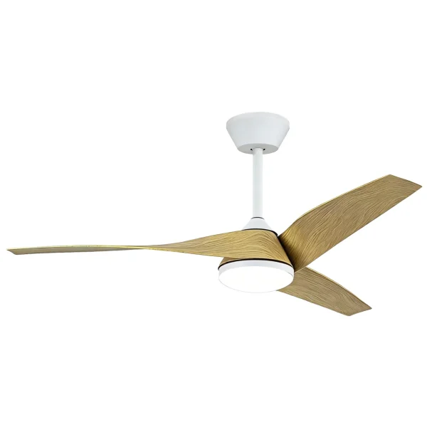 Ventilador de techo Alemar Papua blanco madera clara luz LED 132 cm