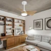 Ventilador de techo Alemar Tauro blanco madera clara luz LED 76 cm