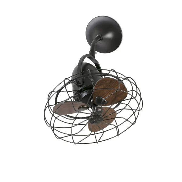 Ventilador de techo Faro Keiki M Negro Nogal Sin Luz 43 cm