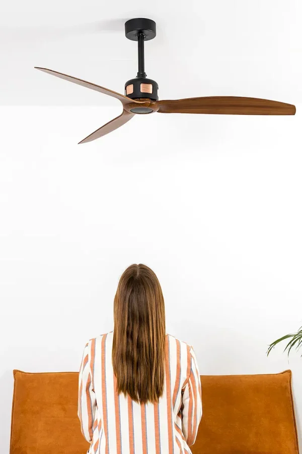 Ventilador de techo Faro Copper M Negro Nogal Sin Luz 128 cm
