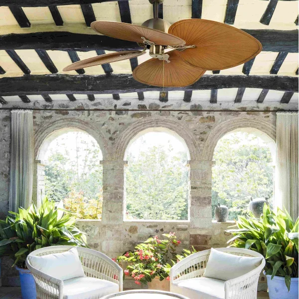 Ventilador de techo Faro Cuba L Oro envejecido Marron Sin Luz 132 cm