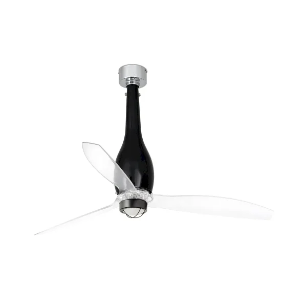 Ventilador Faro Eterfan M Negro brillo Transparente Sin Luz 128 cm