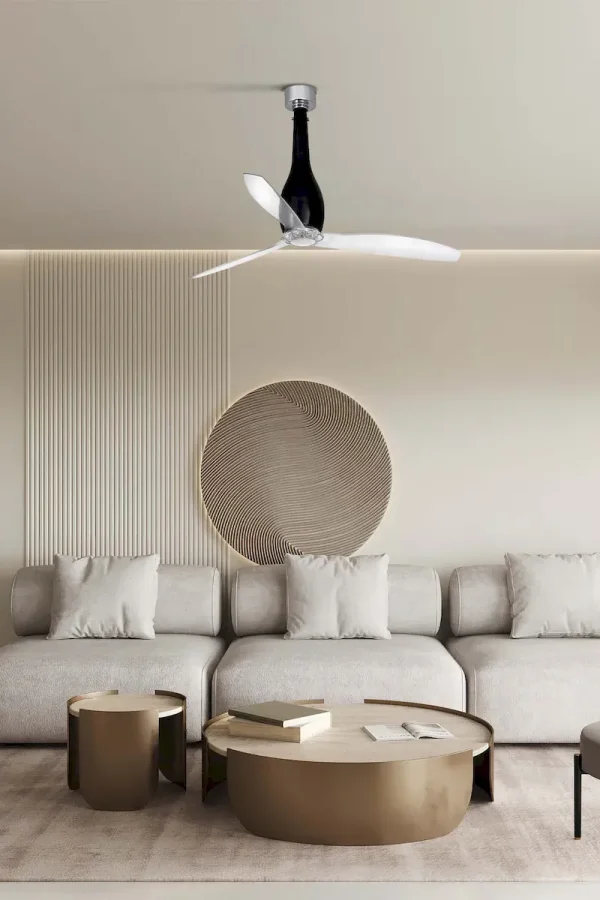 Ventilador Faro Eterfan M Negro brillo Transparente Sin Luz 128 cm