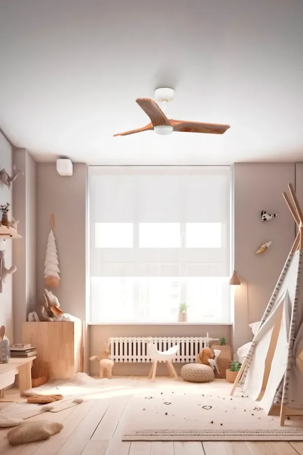 Ventilador de techo Faro Heywood S Blanco Pino Luz LED 90 cm
