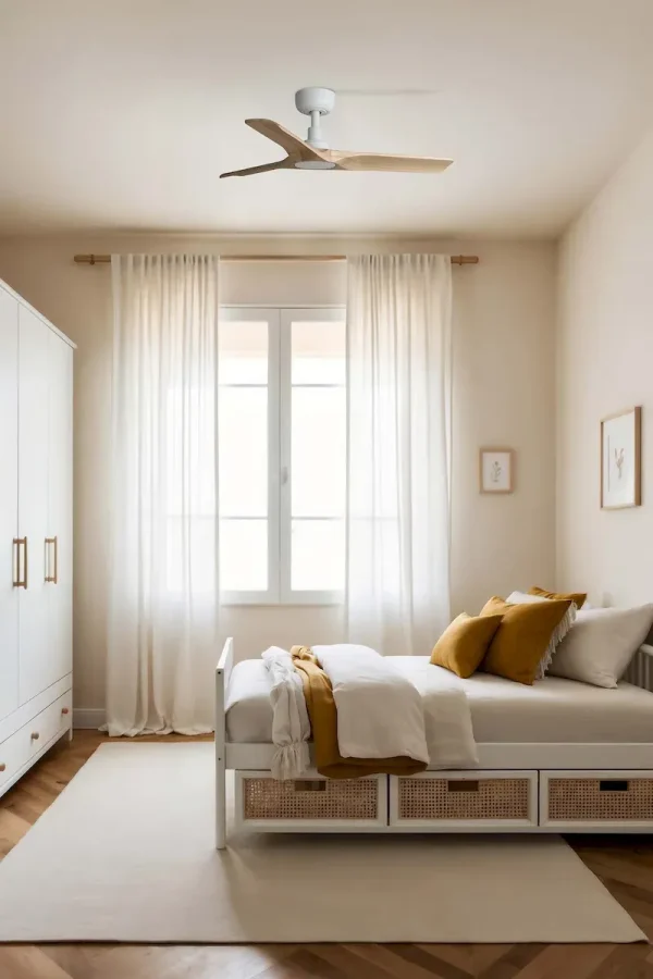 Ventilador de techo Faro Heywood S Blanco Pino Sin Luz 90 cm