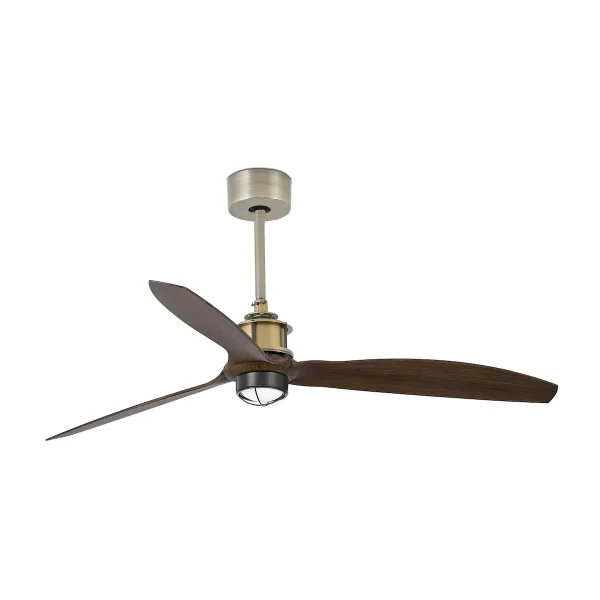 Ventilador Faro Just Fan M Oro envejecido Nogal Luz LED 128 cm