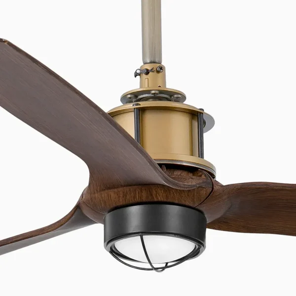 Ventilador Faro Just Fan M Oro envejecido Nogal Luz LED 128 cm