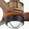 Ventilador Faro Just Fan S Oro envejecido Nogal Luz LED 81 cm