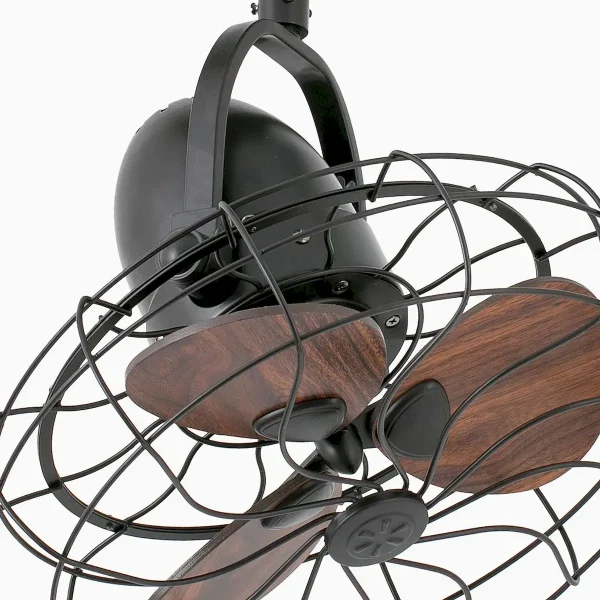 Ventilador de techo Faro Keiki M Negro Nogal Sin Luz 43 cm