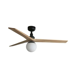 Ventilador de techo Faro Klim M Negro Pino Con Luz 125 cm