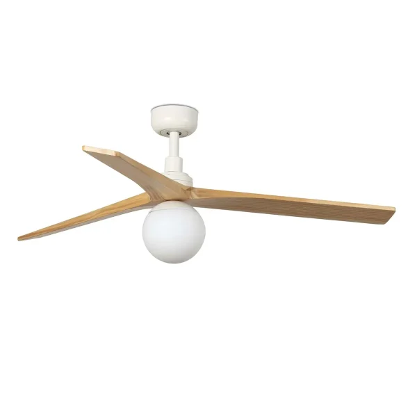 Ventilador de techo Faro Klim M Blanco Pino Con Luz 125 cm