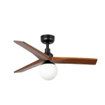 Ventilador de techo Faro Klim S Negro Nogal Con Luz 92,5 cm