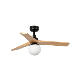 Ventilador de techo Faro Klim S Negro Pino Con Luz 92,5 cm