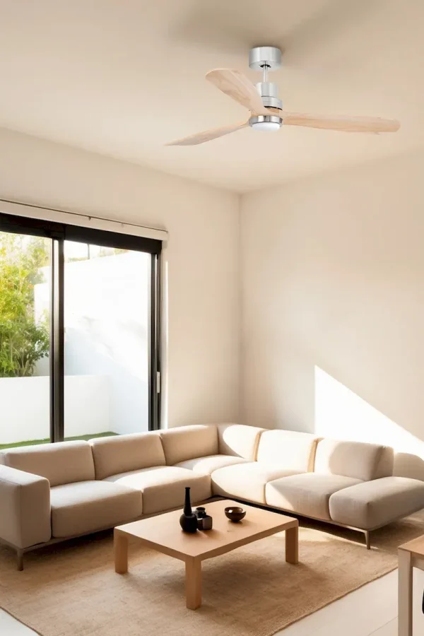 Ventilador de techo Faro Lantau L Niquel satinado Pino Luz LED 132 cm
