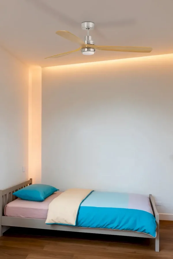 Ventilador de techo Faro Lantau L Niquel satinado Pino Luz LED 132 cm