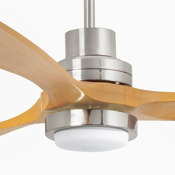 Ventilador de techo Faro Lantau L Niquel satinado Pino Luz LED 132 cm