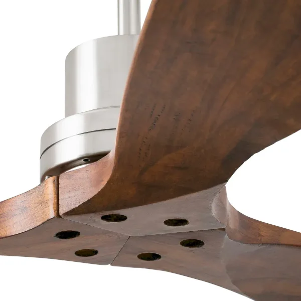 Ventilador Faro Lantau L Niquel satinado Nogal Sin Luz 132 cm
